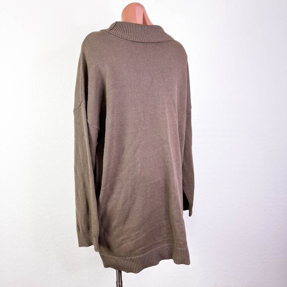 Melrose & Market Knit Mock Neck Cotton Blend Tunic Sweater Brown Walnut Size XL - Picture 5 of 8